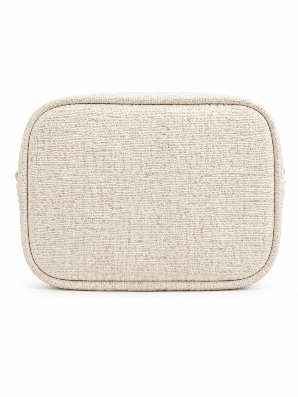 Chanel Beauté Cream Tweed Cosmetic Bag with Unbranded Gold Chain Crossbody NWT